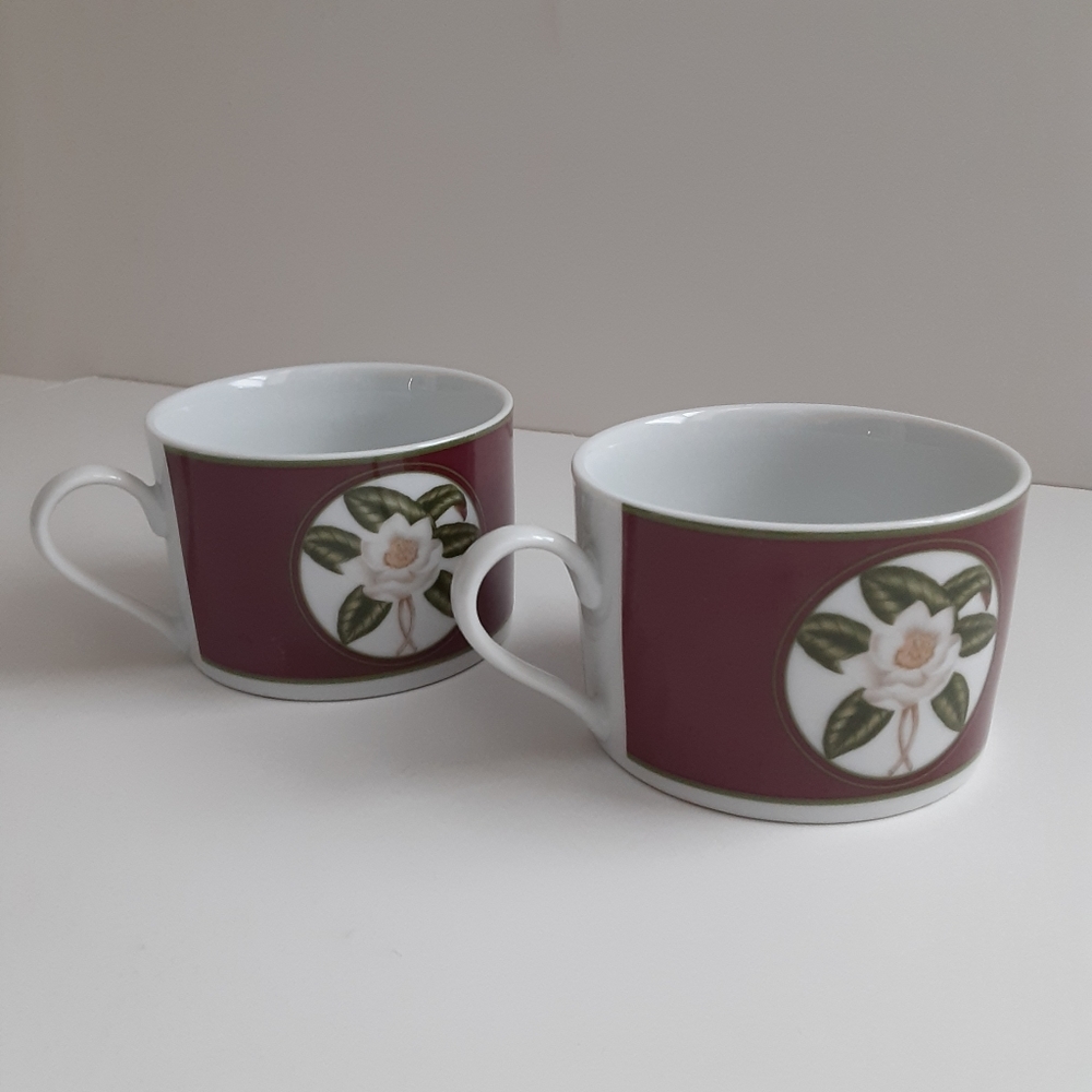 American Atelier Magnolia Blossom Porcelain Flat Cups (2)